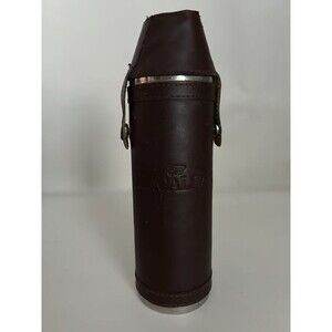 The Macallan Scotch Whisky Flask Thermos Brown Leather Case Holder Vintage Logo